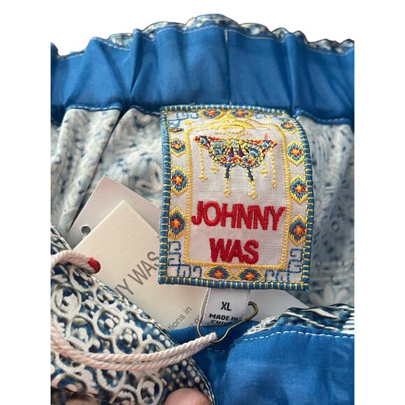 Johnny Was Lauchlen Wide Leg Pants Size XL Blue “Denim Print” NWT Silk Blend - Picture 8 of 8